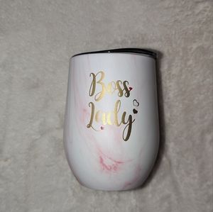 Pink and white marble insulated wine cup